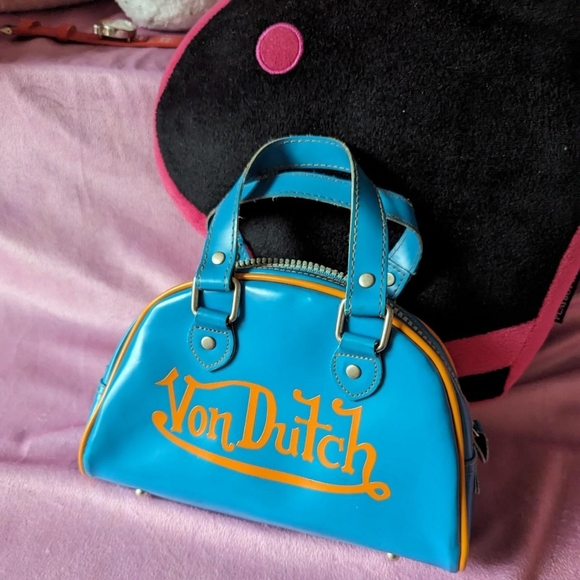 Von Dutch mini purse bowler purse style blue orange 🧡 💙 - Picture 3 of 6
